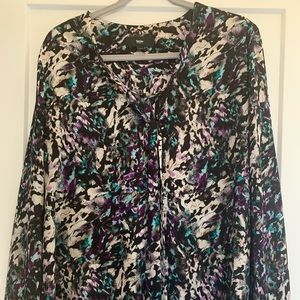 Women’s Multicolored Blouse with Tie-Neckline